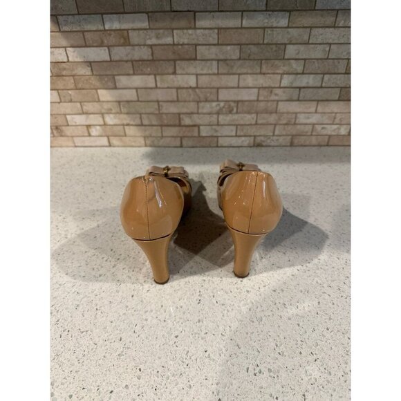 Tory Burch Trudy Patent Bow Wedges 9.5 shoes peep toe heels - Picture 4 of 7